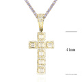 Hip hop cubic zirconia gold plated cross pendant